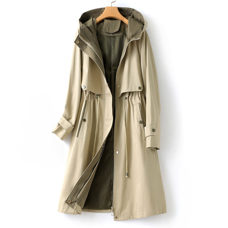 Zoe® | Trench coat with hood, drawstring and raglan sleeves