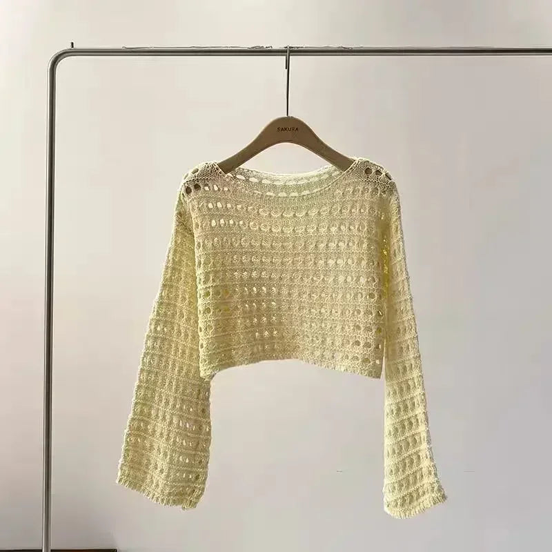 Adele® | Rosamund long sleeve crochet top for women