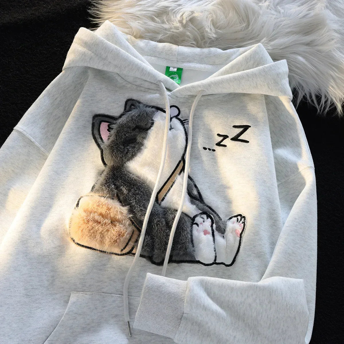 Yvonne® | Unisex vintage embroidered cat hoodie for women