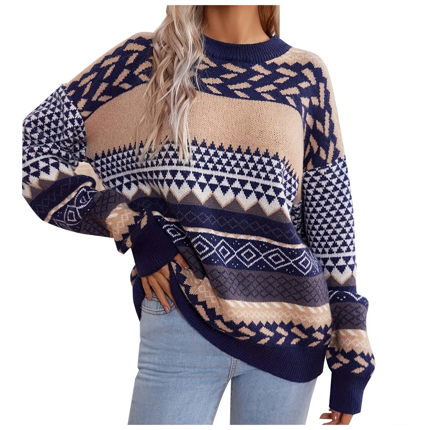 Zahara® | Retro knitted sweater with contrast