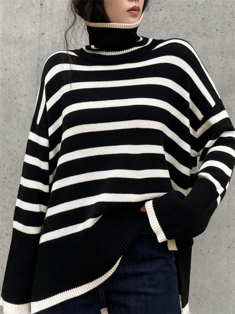 Zara® | Oversized striped turtleneck sweater