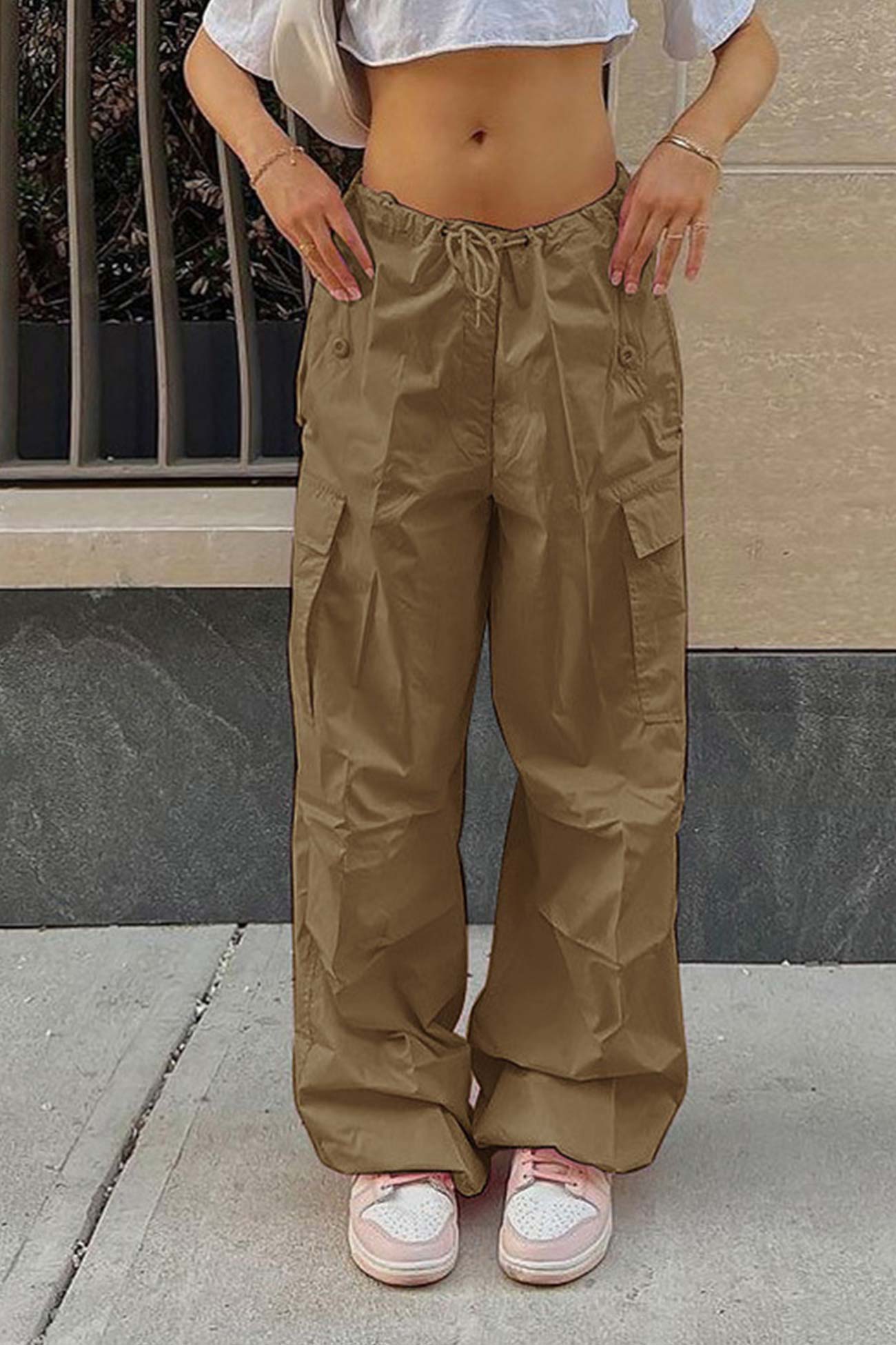 Valeria® | Solid color high waist cargo pants