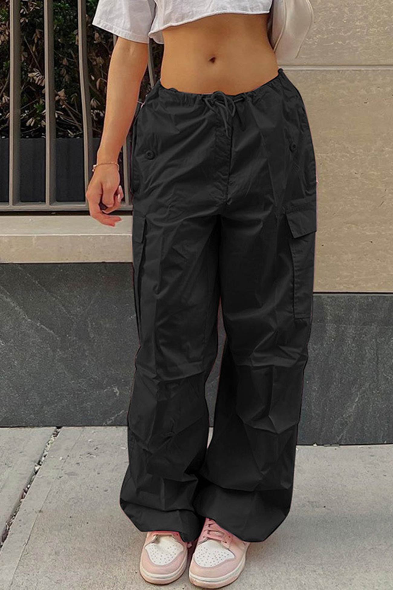 Valeria® | Solid color high waist cargo pants