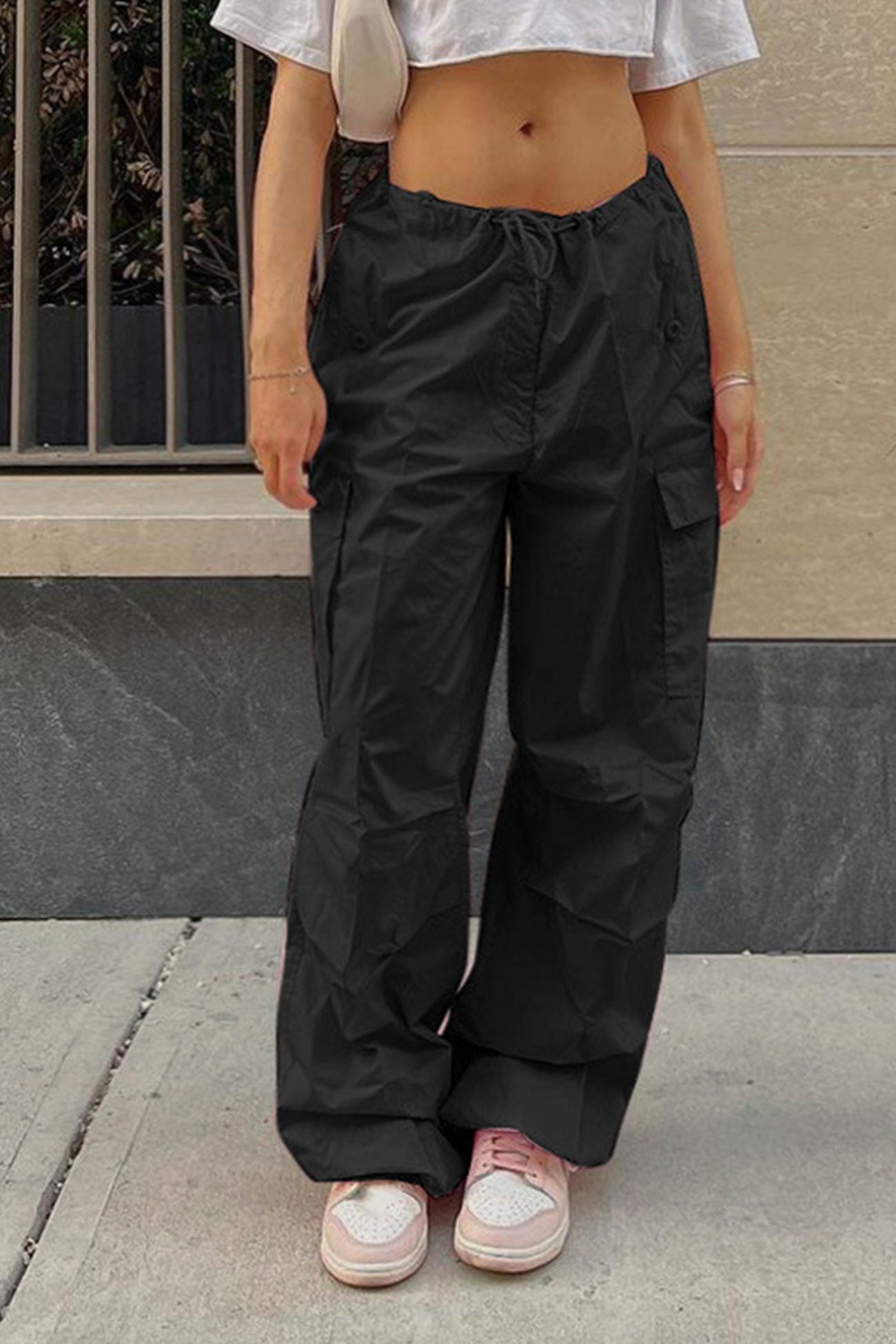 Valeria® | Solid color high waist cargo pants