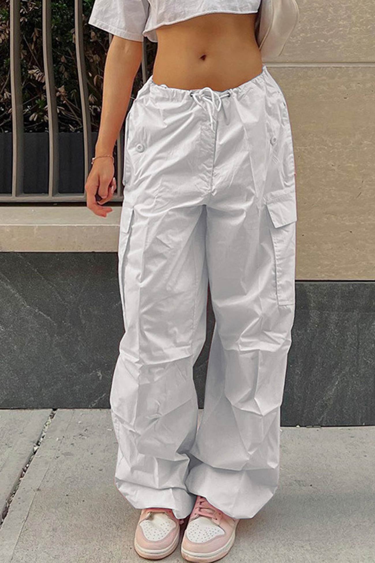 Valeria® | Solid color high waist cargo pants