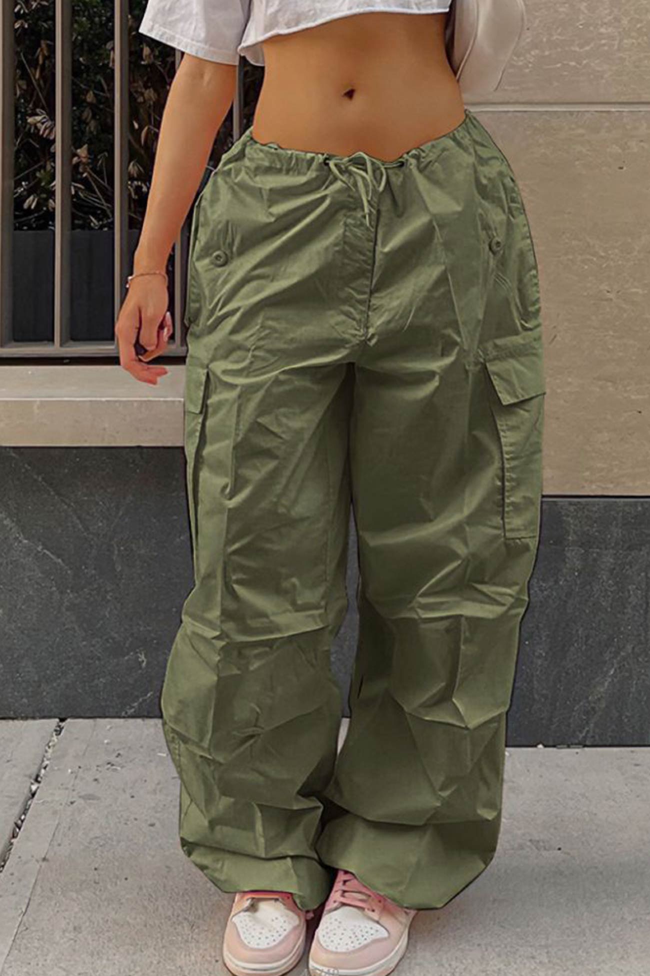 Valeria® | Solid color high waist cargo pants