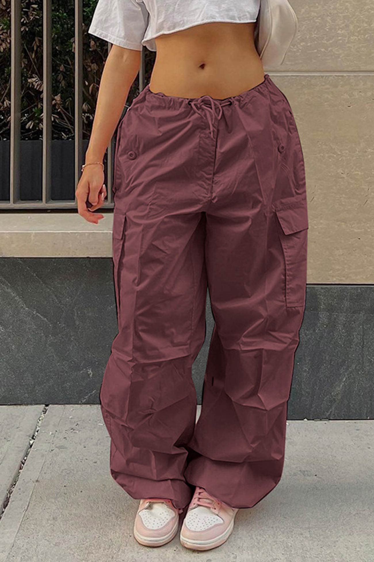 Valeria® | Solid color high waist cargo pants