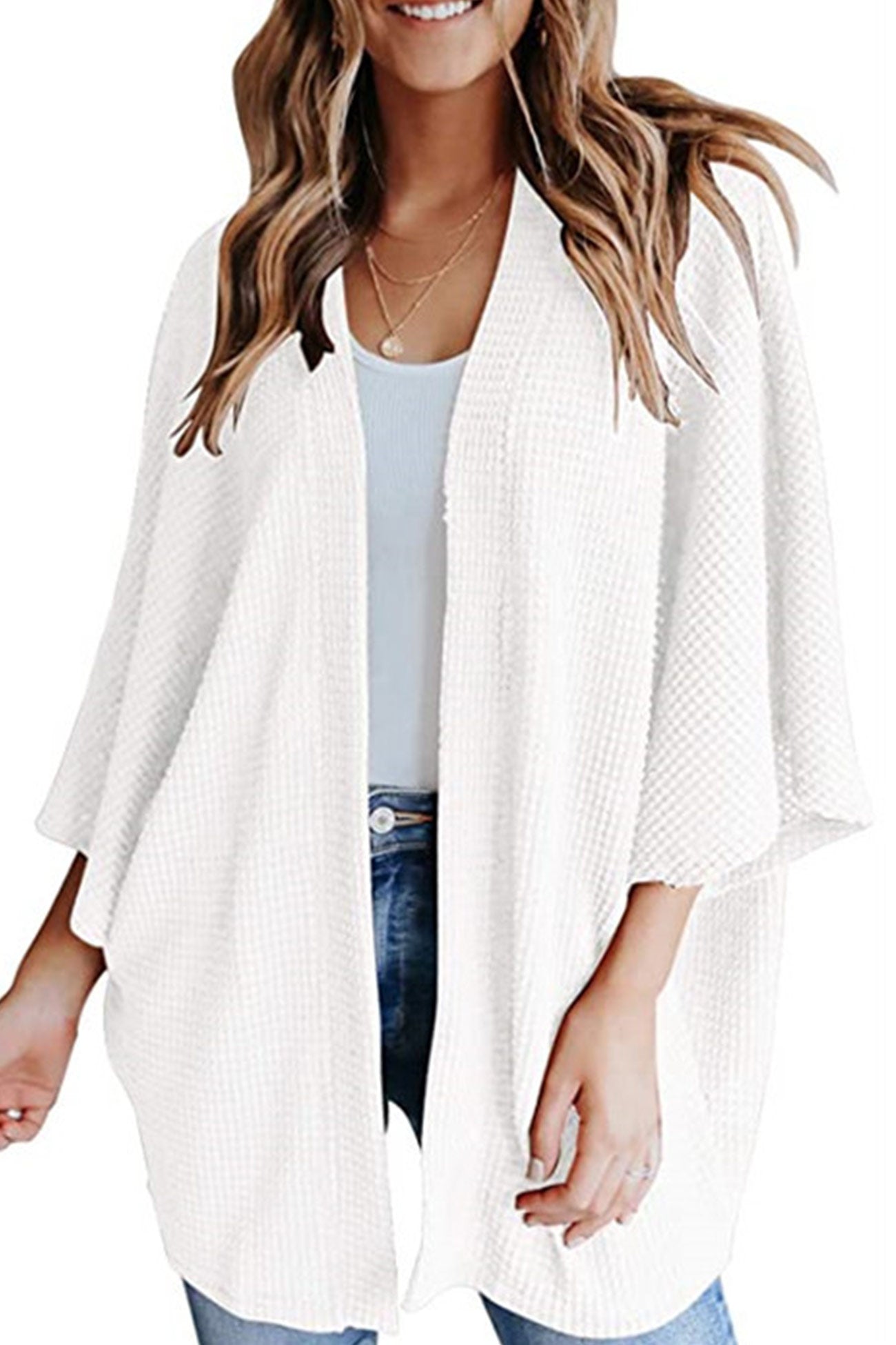 Adelina® | Solid color half sleeve wrap cardigan