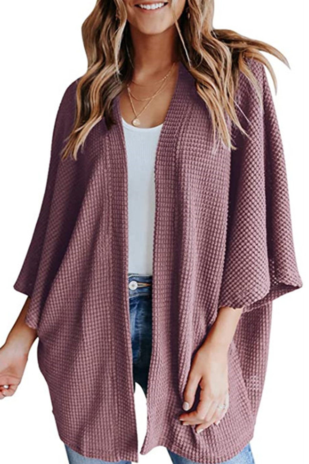 Adelina® | Solid color half sleeve wrap cardigan