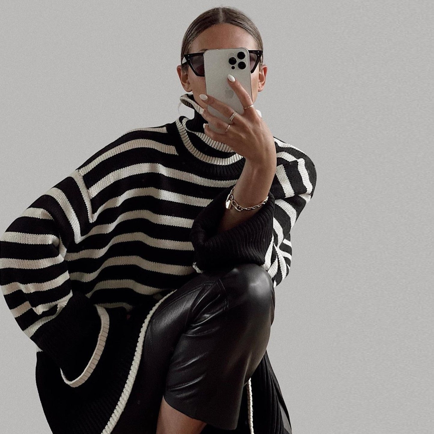 Zara® | Oversized striped turtleneck sweater