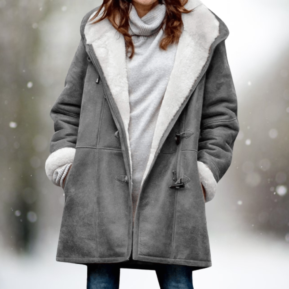 Vanesa® | Premium fleece suede jacket with half-length hood