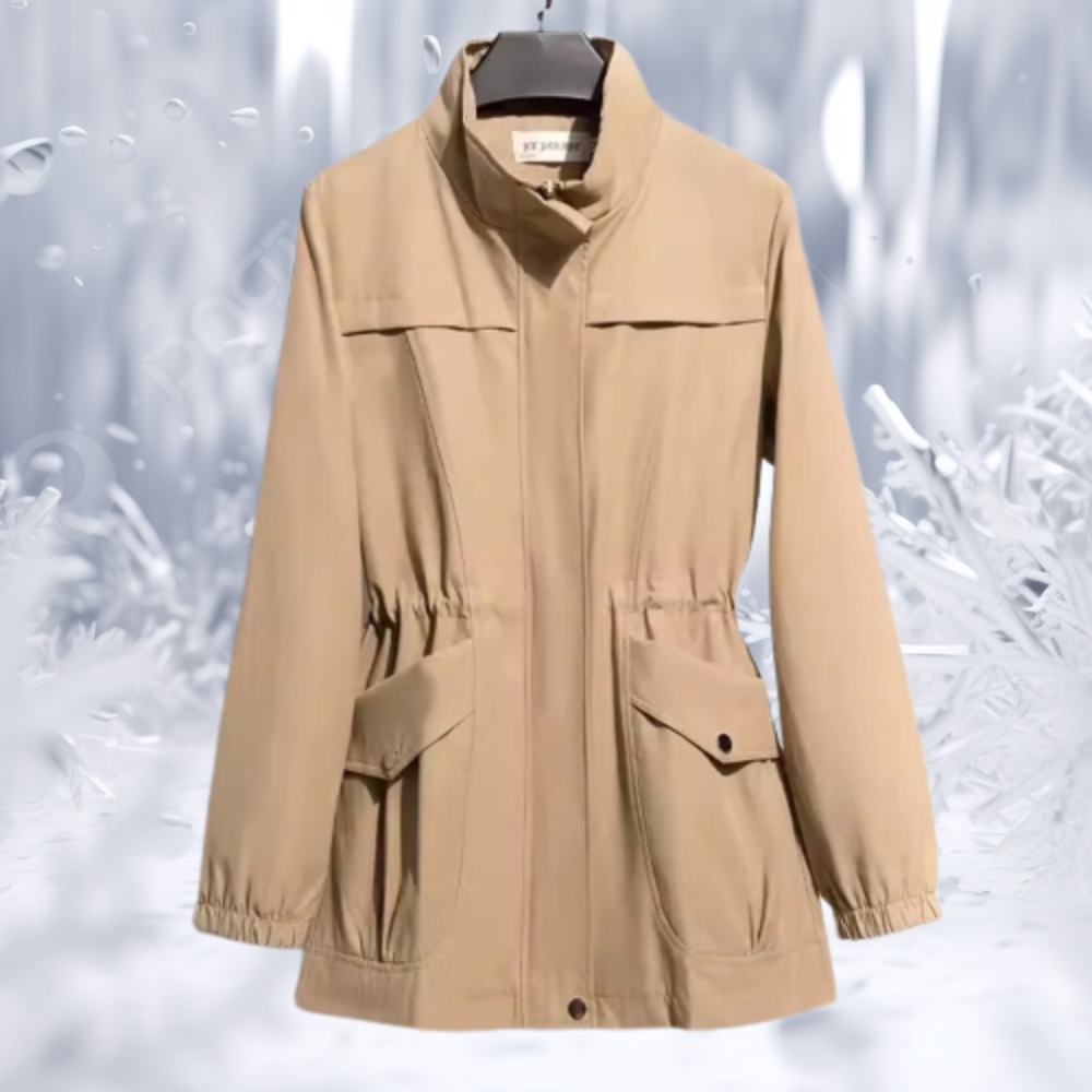 Zara® | Elegant winter coat with stand-up collar and narrow waist for women