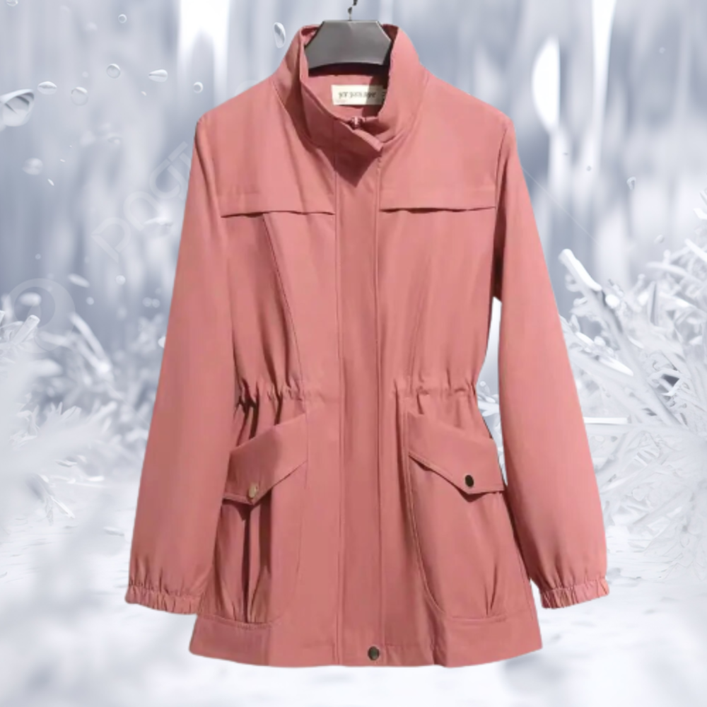 Zara® | Elegant winter coat with stand-up collar and narrow waist for women