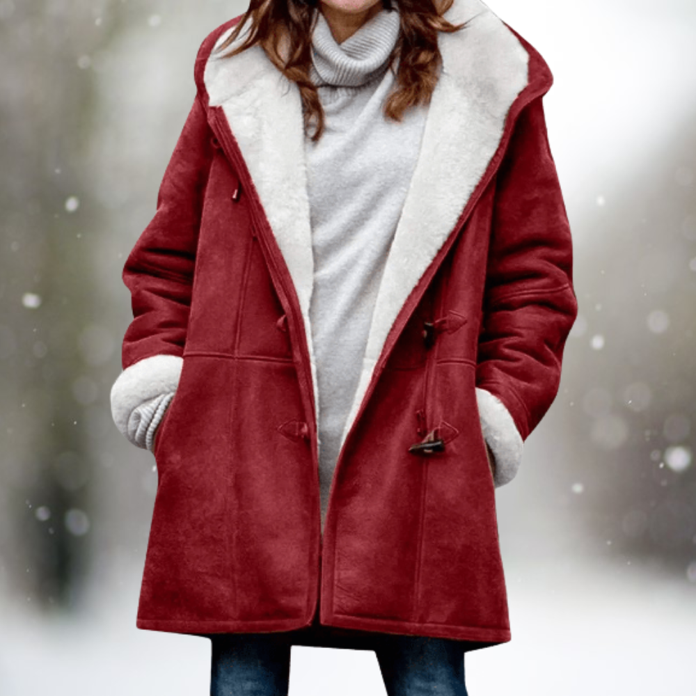 Vanesa® | Premium fleece suede jacket with half-length hood