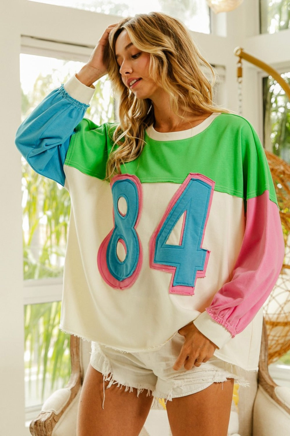 Alida® | Long sleeve top with color block patches