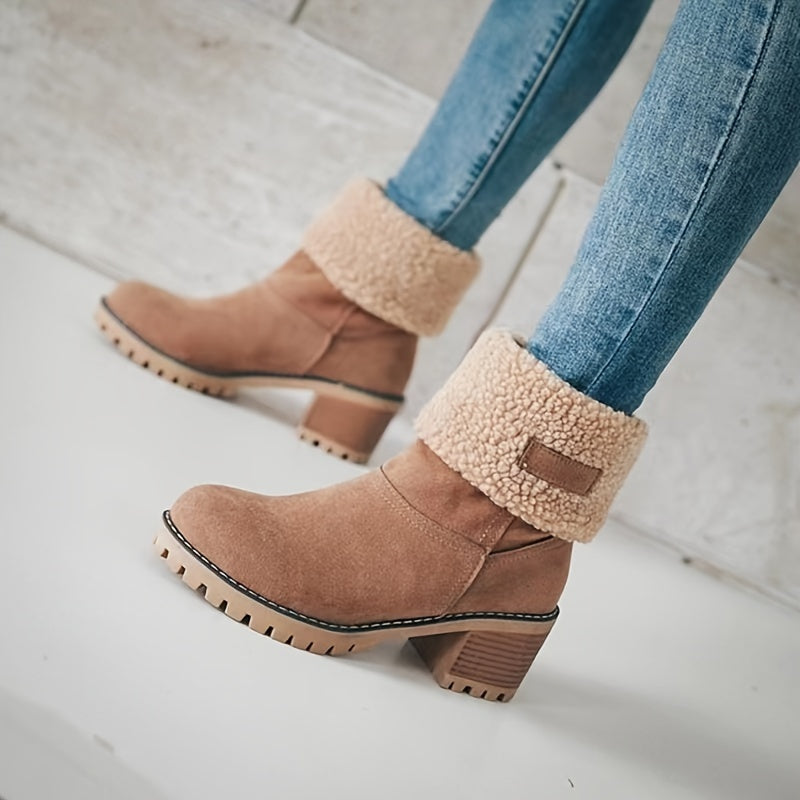 Adriana® | Fluffy ankle boots with a chunky heel