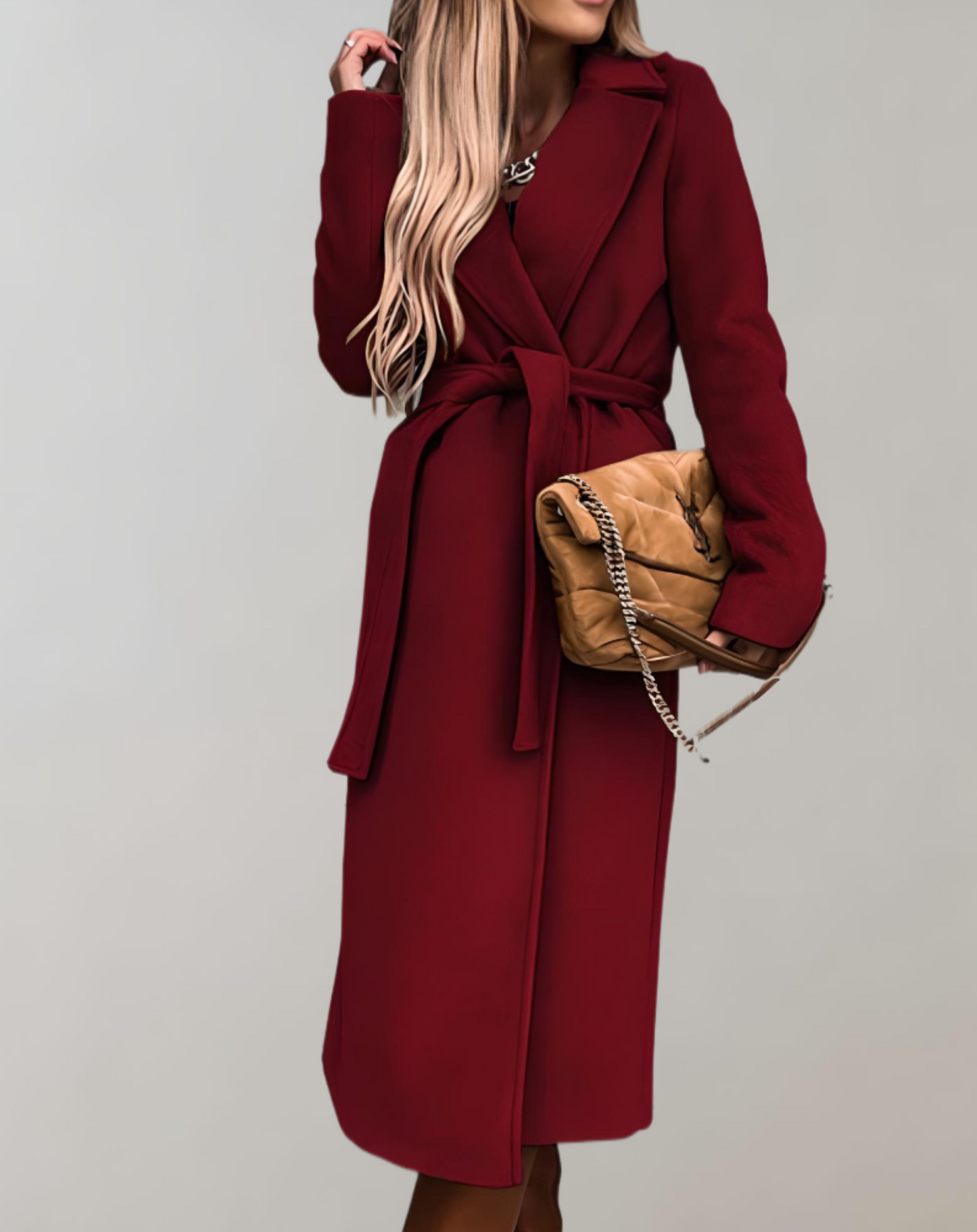 Alina® | Long autumn coat for women with belt