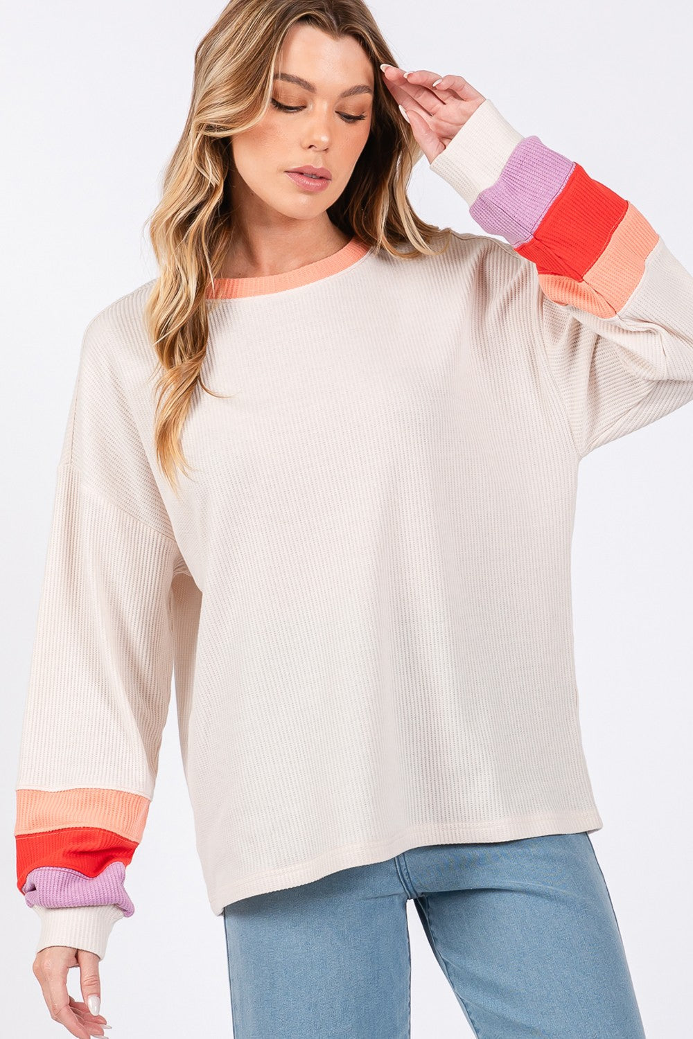 Alice® | Color block waffle knit t-shirt