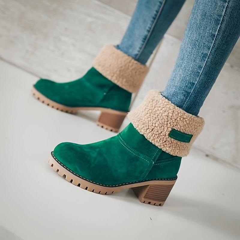 Adriana® | Fluffy ankle boots with a chunky heel