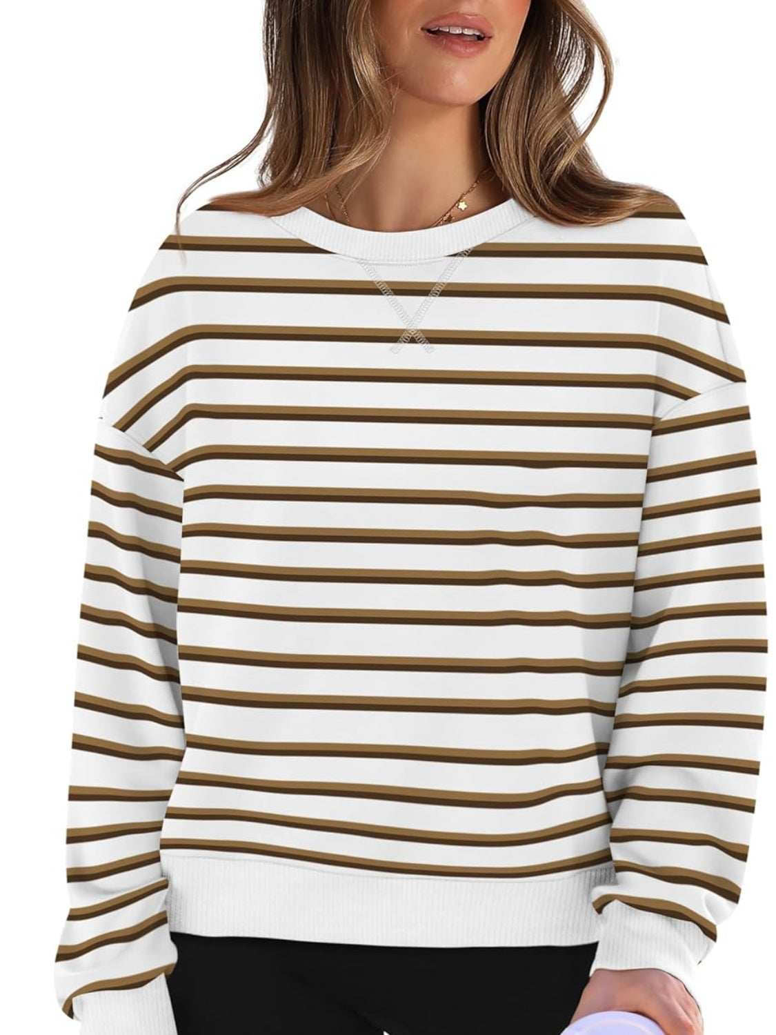 Andrea® | Lovelet striped long sleeve crew neck sweatshirt