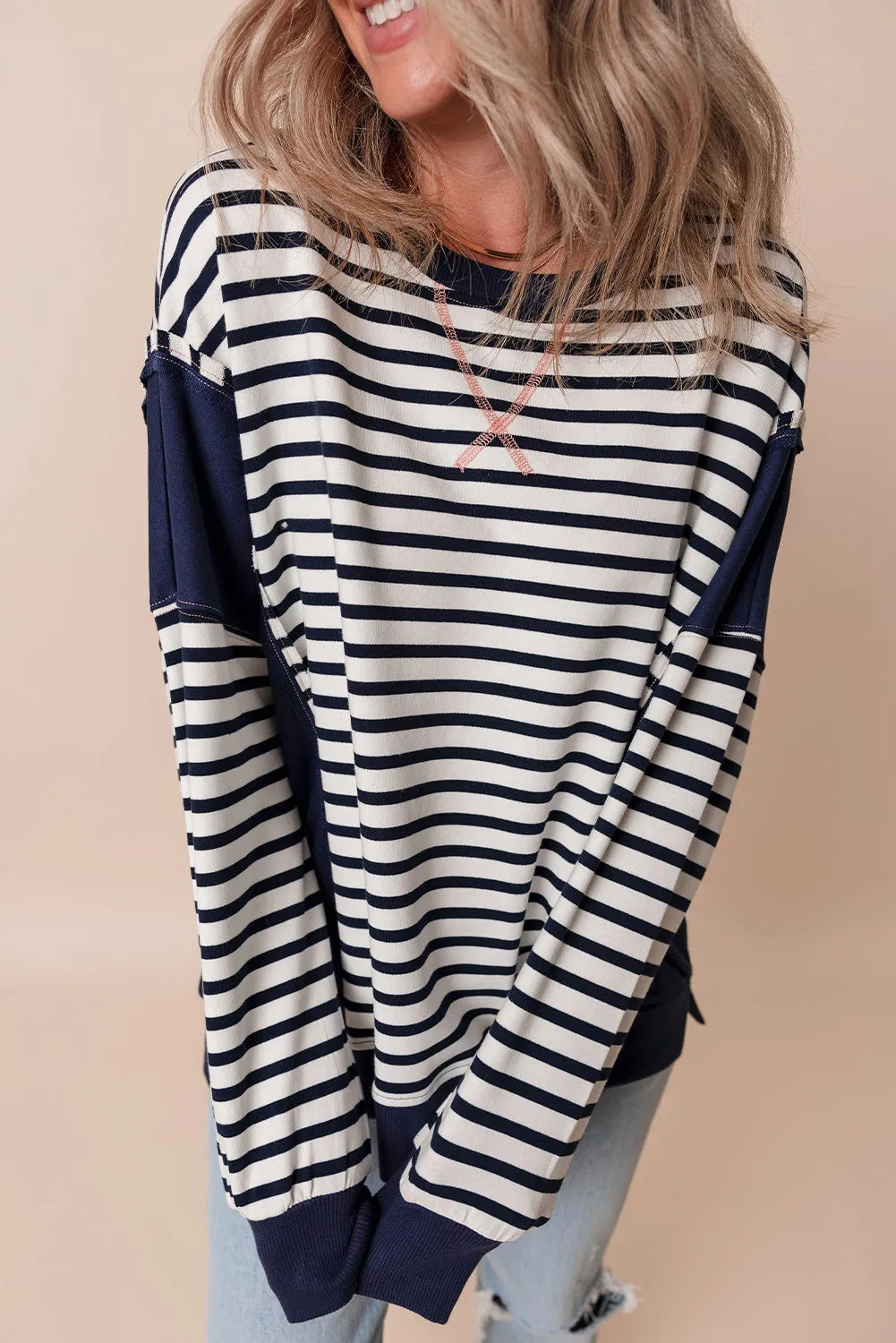 Vera® | Striped long-sleeved crew neck sweatshirt