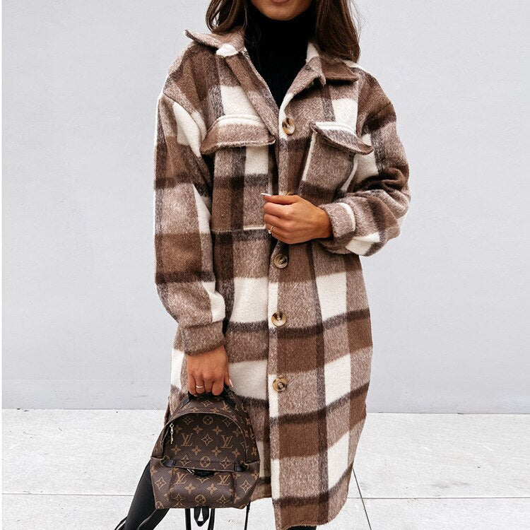 Alba® | Elegant short coat in a checked pattern with a waist belt