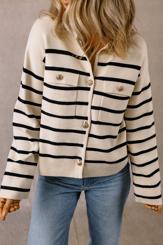 Ana® | Chic and charming cardigan with striped buttons