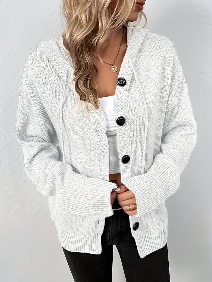 Abigail® | Cardigan with hood and button closure