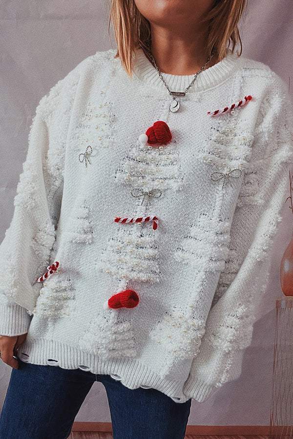 Ana® | Handmade beaded sweater with Christmas motif, three-dimensional decorative sweater