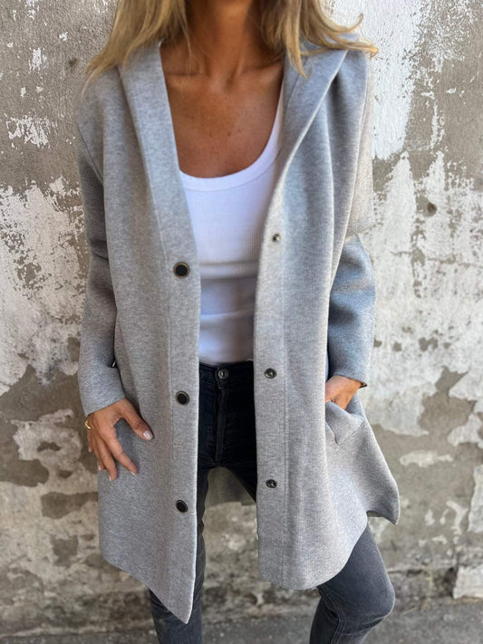 Adriana® | Casual single-breasted hooded jacket