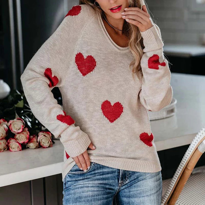 Alondra® | Women's knitted sweater with a heart pattern