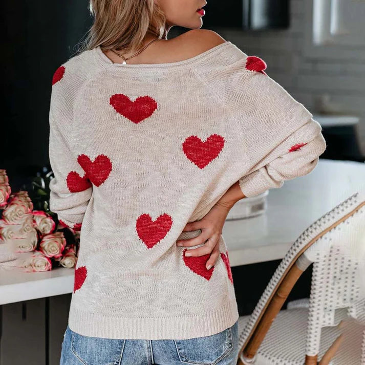 Alondra® | Women's knitted sweater with a heart pattern