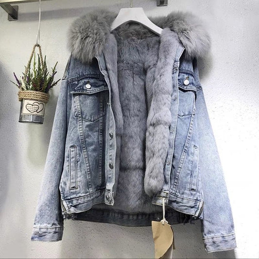 Wisteria® | Classic denim jacket for women with fur lining