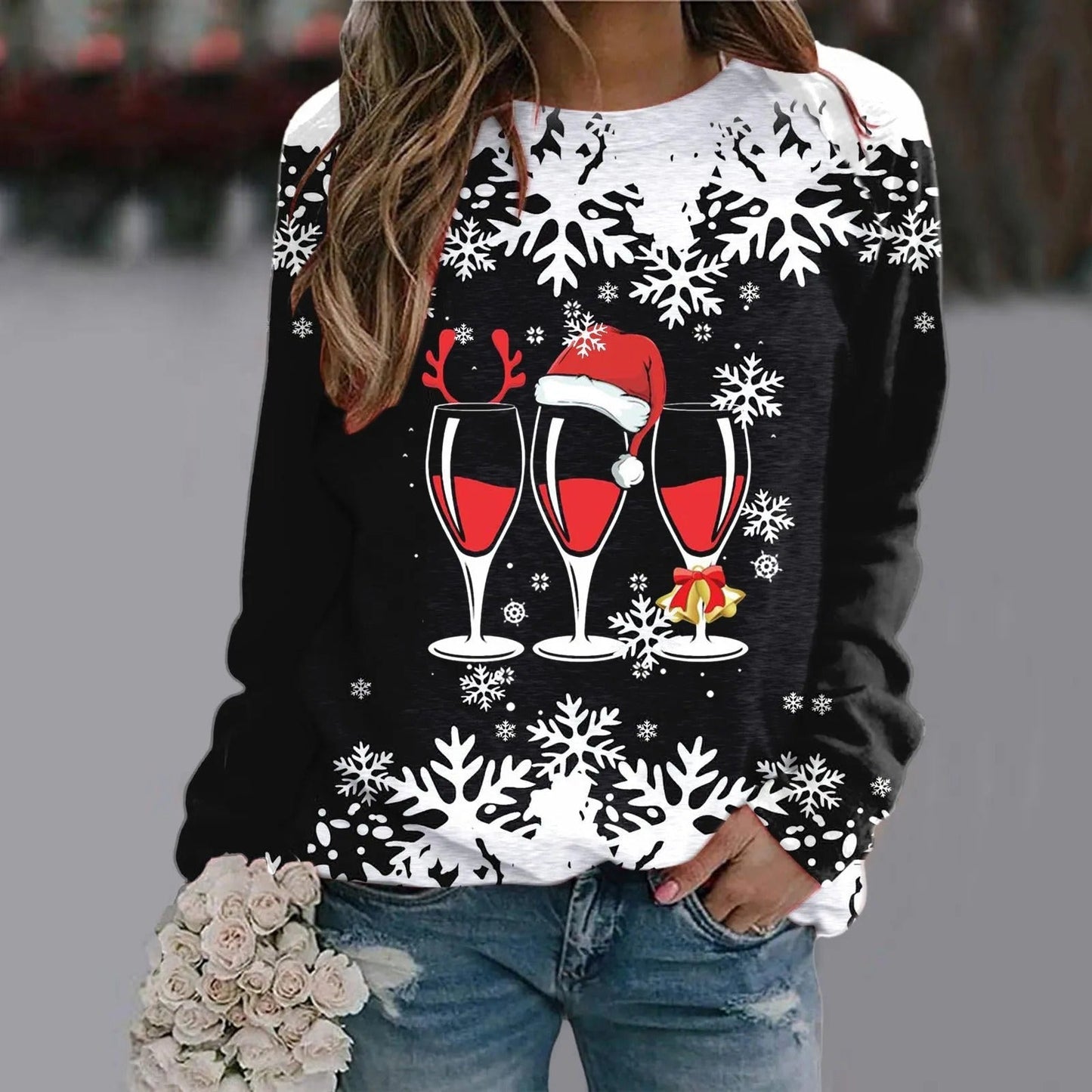 Alba® | Women's Christmas sweater with a festive crystal design