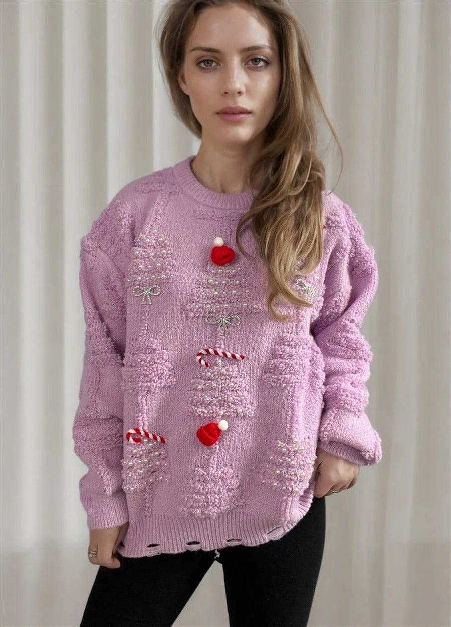 Adina® | Soft Christmas sweater with beaded details