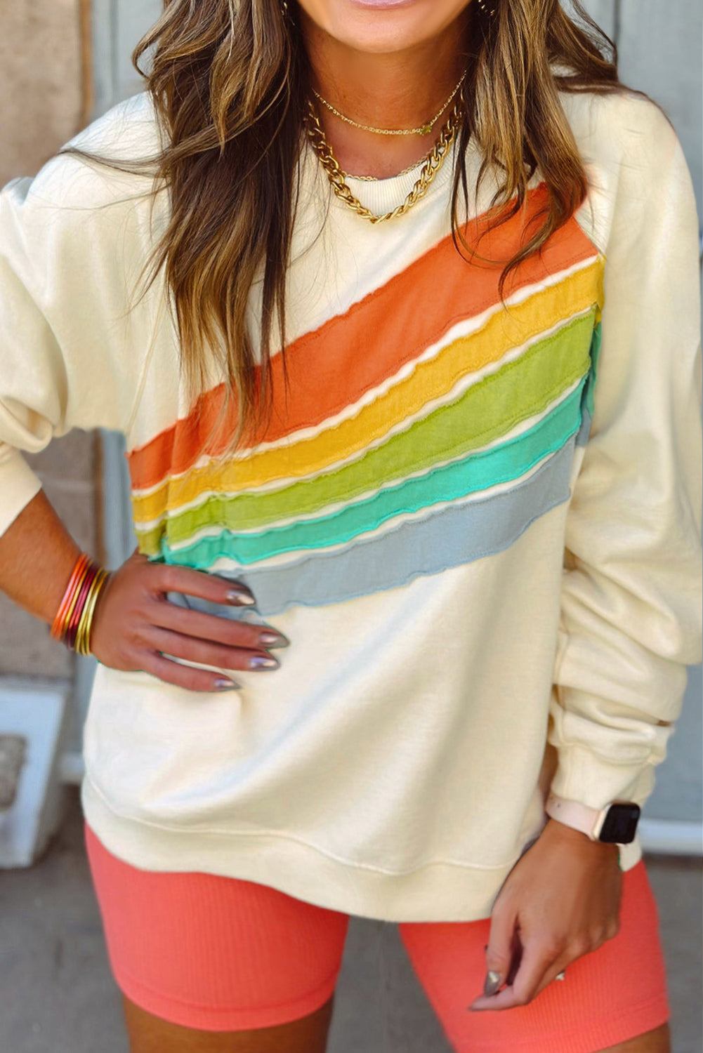 Amparo® | Chic Sudadera Rainbow Loose