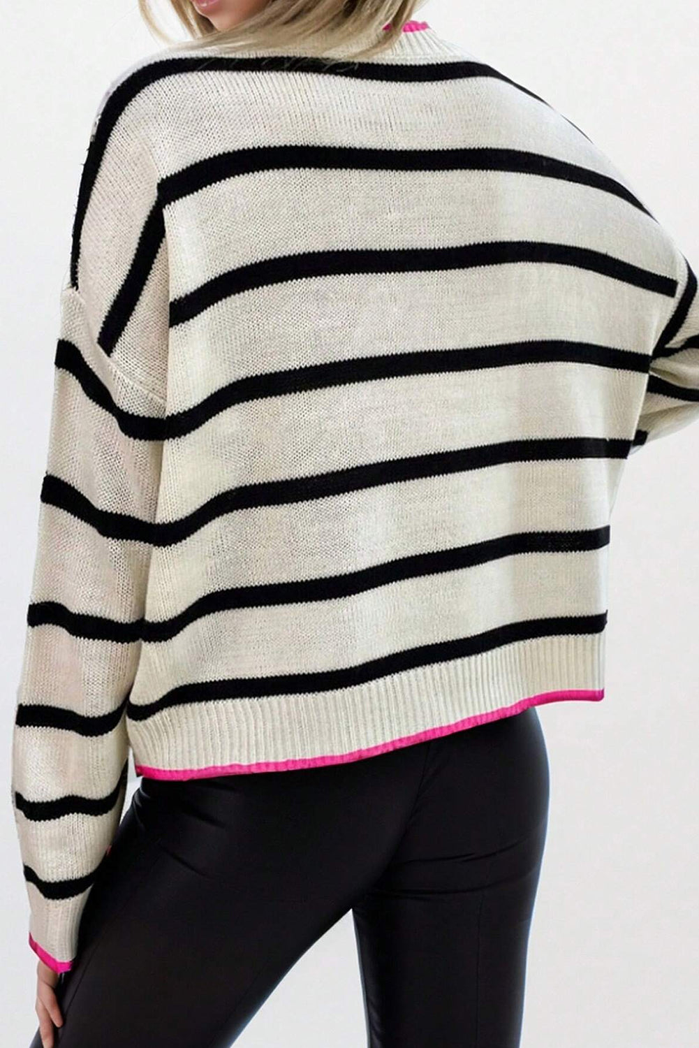 Zaida® | Modern and classic striped sweater with pink lining